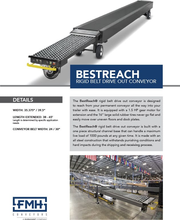 FMH BestReach Rigid Drive Out Belt Conveyor Data Sheet FMH Conveyors